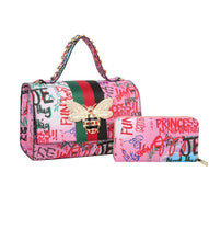 Load image into Gallery viewer, Graffiti Bee Charm Handbag