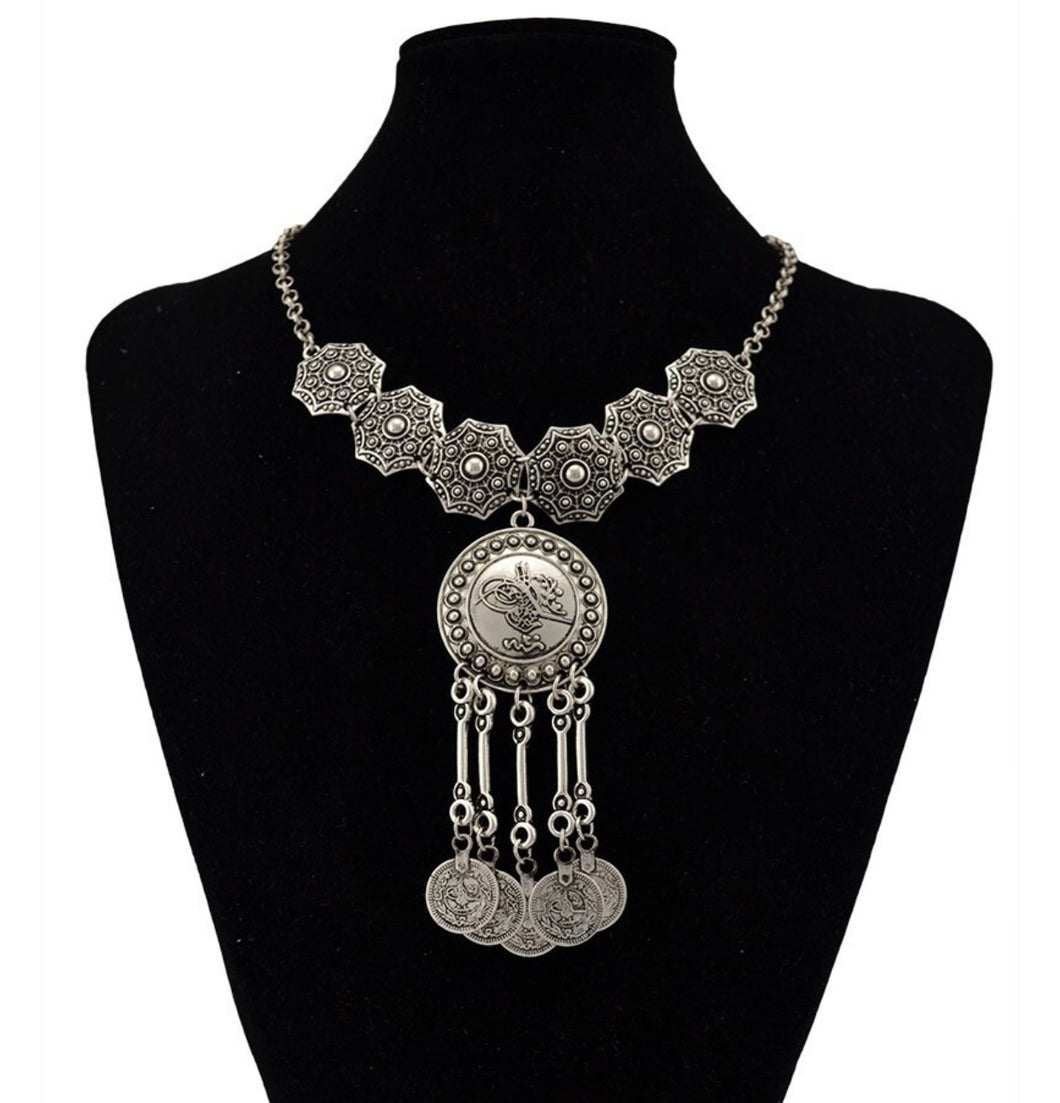 Coin Tassel Choker Necklace