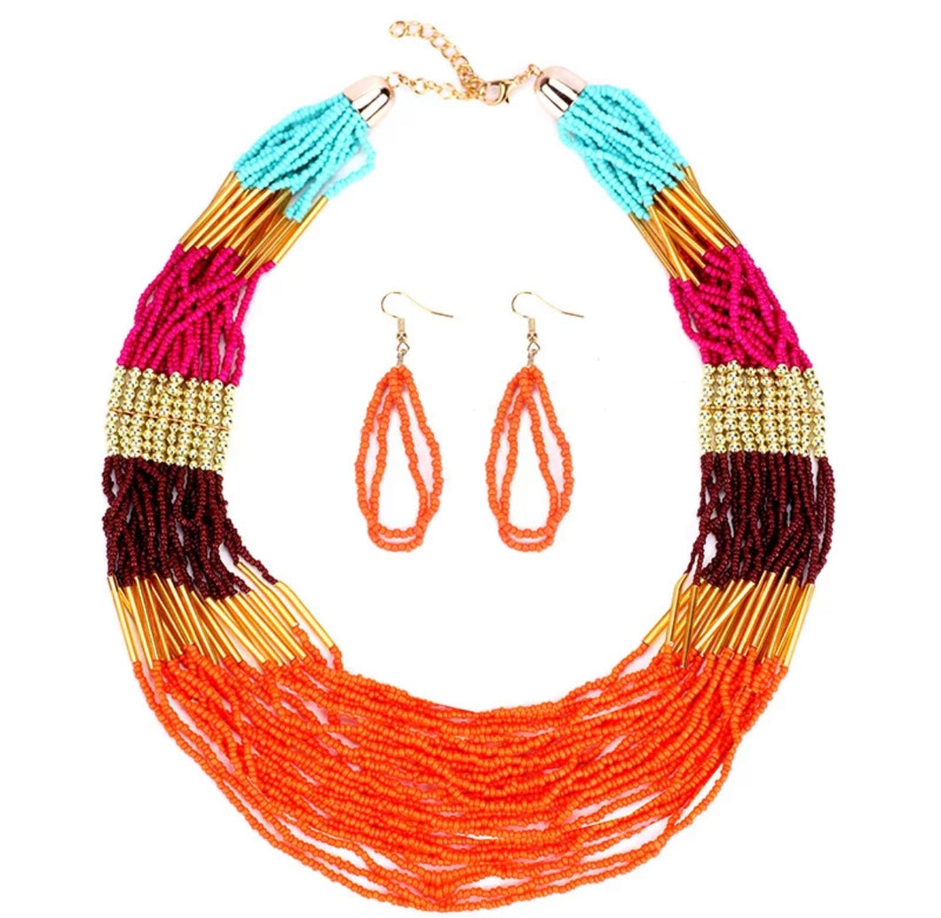 Multicolor Bohemian Necklace Set