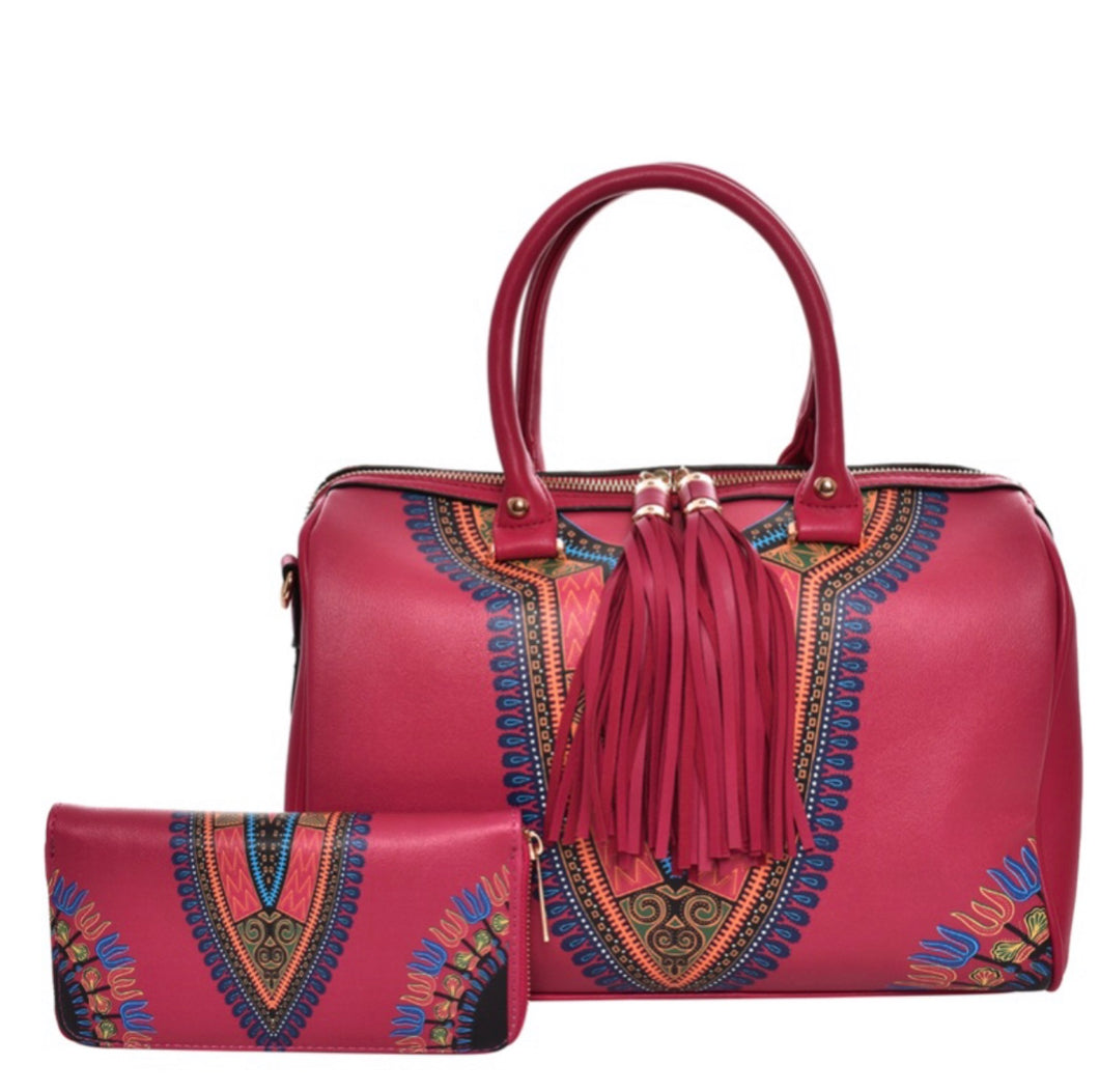 Dashiki Tassel Handbag w/matching wallet